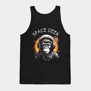 Vintage Space Geek Monkey Ape Chimp Astronaut Tank Top